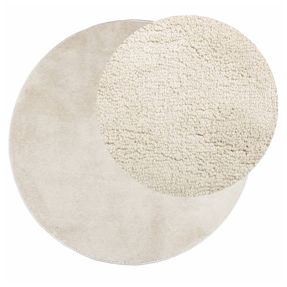 vidaXL Rug OVIEDO Short Pile Beige Ø 100 cm - SILVIONIX