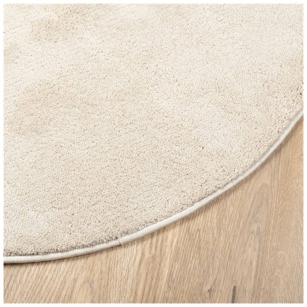 vidaXL Rug OVIEDO Short Pile Beige Ø 100 cm - SILVIONIX