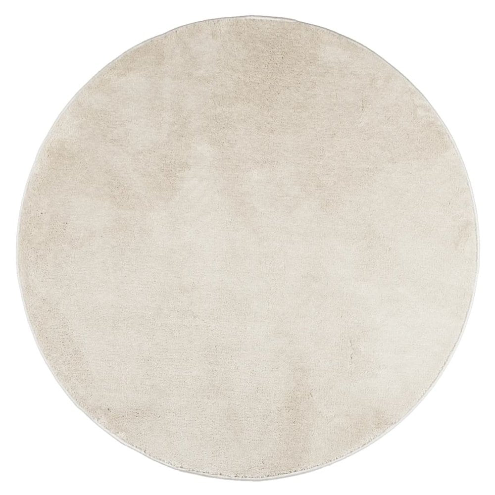 vidaXL Rug OVIEDO Short Pile Beige Ø 100 cm - SILVIONIX