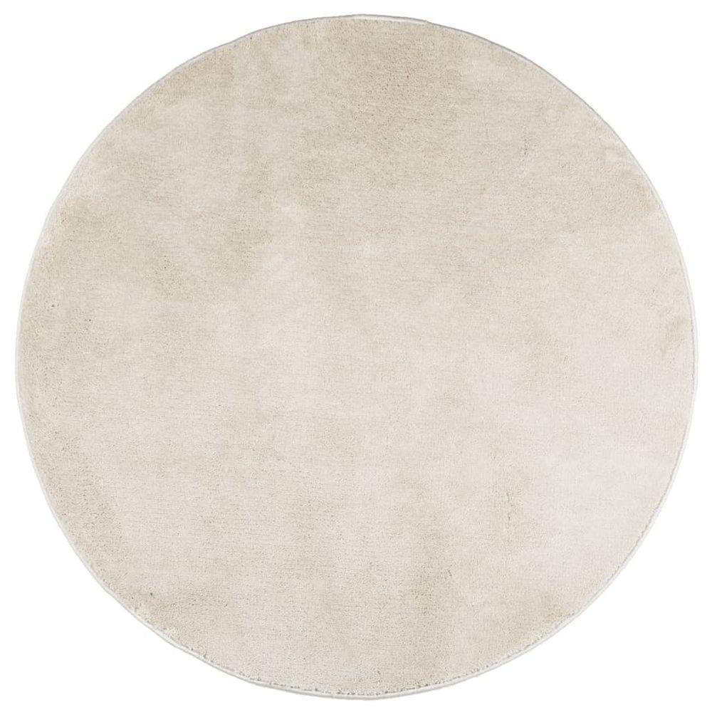 vidaXL Rug OVIEDO Short Pile Beige Ø 120 cm - SILVIONIX