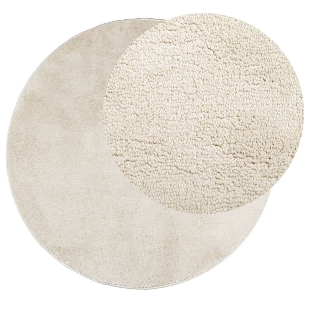 vidaXL Rug OVIEDO Short Pile Beige Ø 120 cm - SILVIONIX