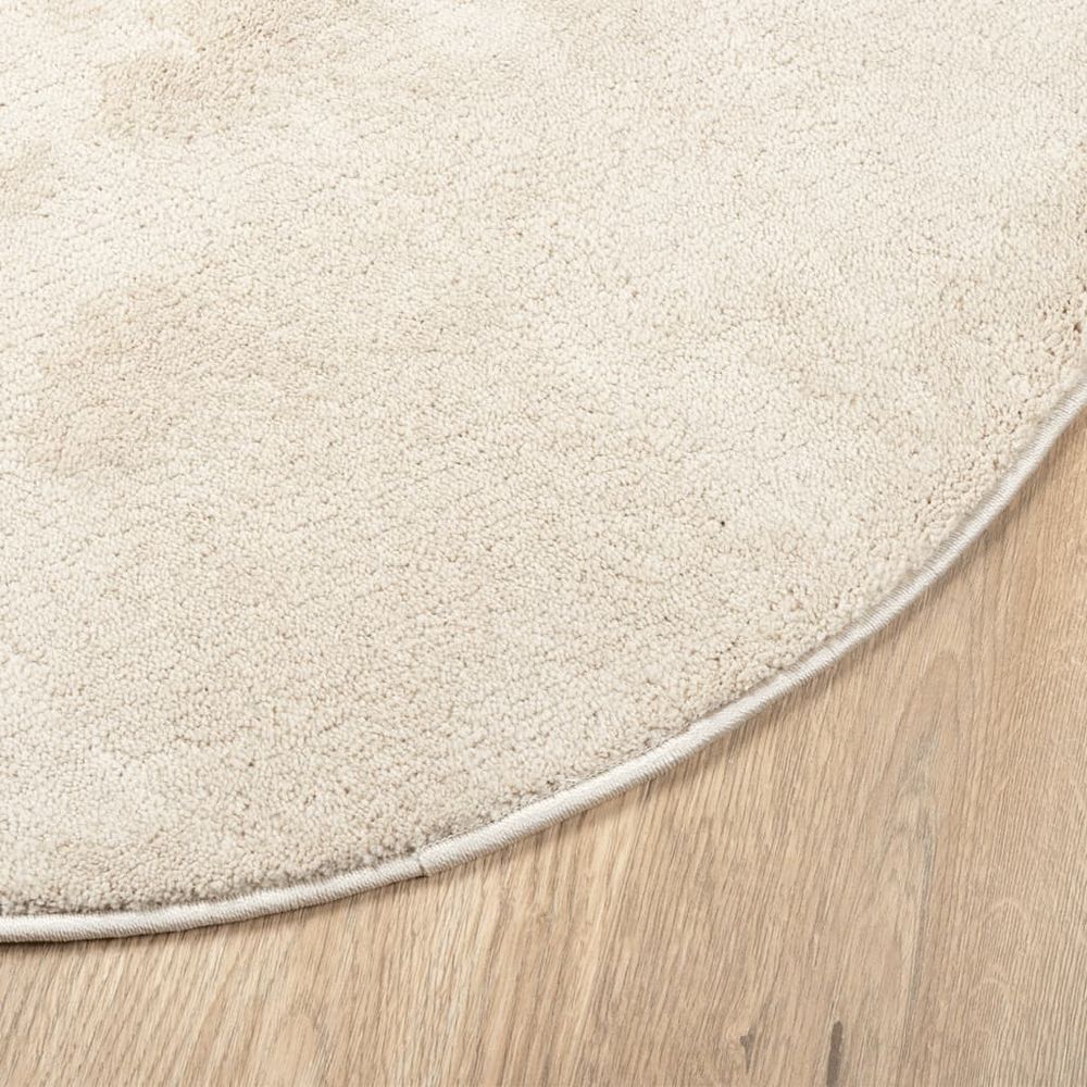 vidaXL Rug OVIEDO Short Pile Beige Ø 120 cm - SILVIONIX