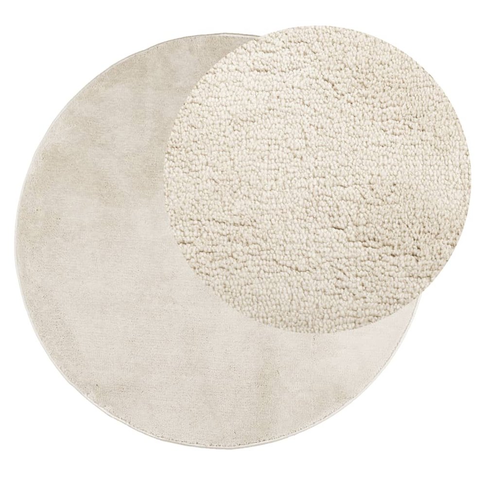 vidaXL Rug OVIEDO Short Pile Beige Ø 240 cm - SILVIONIX