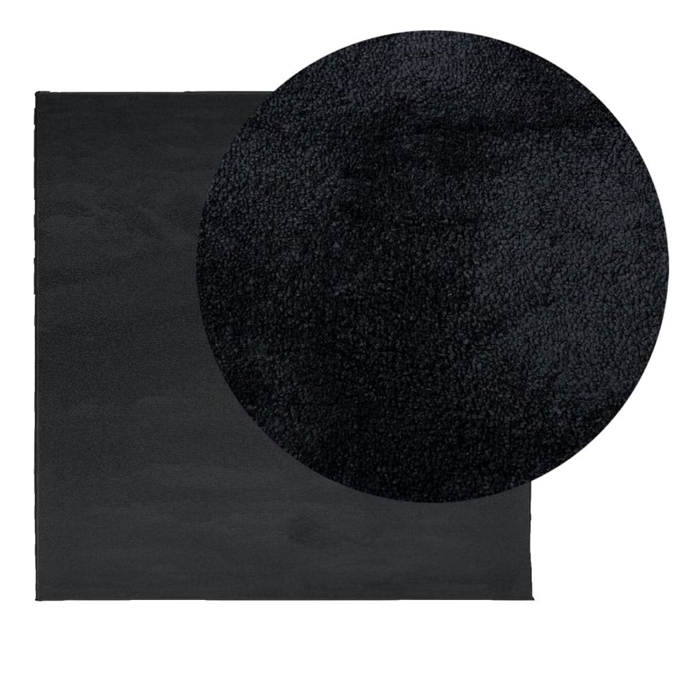 vidaXL Rug OVIEDO Short Pile Black 120x120 cm - SILVIONIX