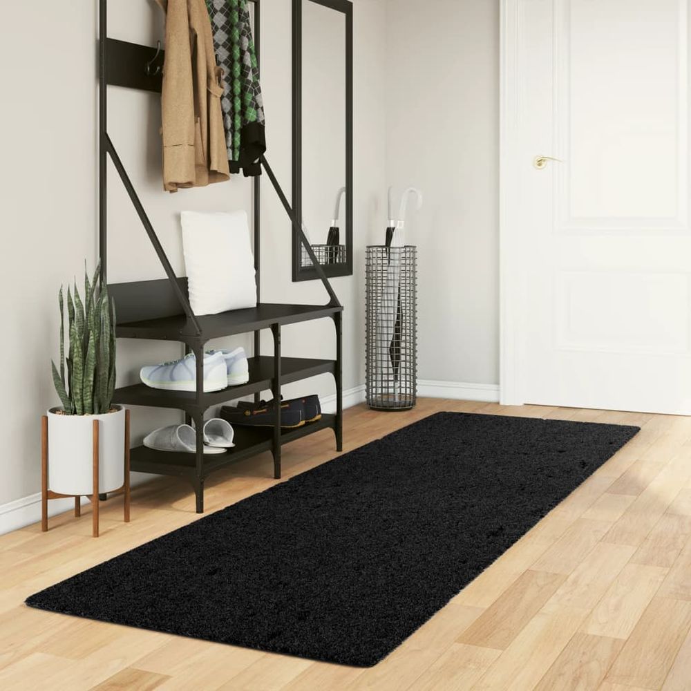 vidaXL Rug OVIEDO Short Pile Black 80x250 cm - SILVIONIX