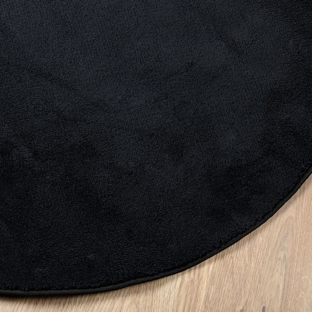 vidaXL Rug OVIEDO Short Pile Black Ø 200 cm - SILVIONIX