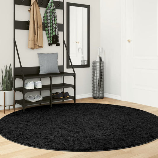 vidaXL Rug OVIEDO Short Pile Black Ø 200 cm - SILVIONIX