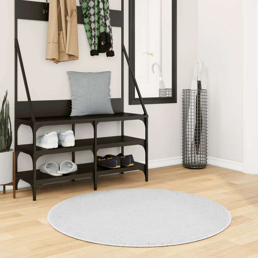 vidaXL Rug OVIEDO Short Pile Grey Ø 100 cm - SILVIONIX