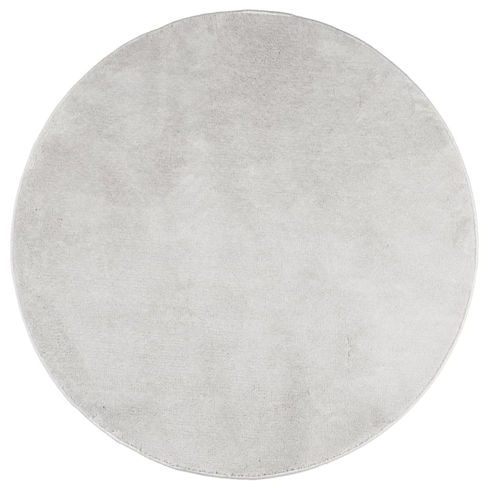 vidaXL Rug OVIEDO Short Pile Grey Ø 100 cm - SILVIONIX