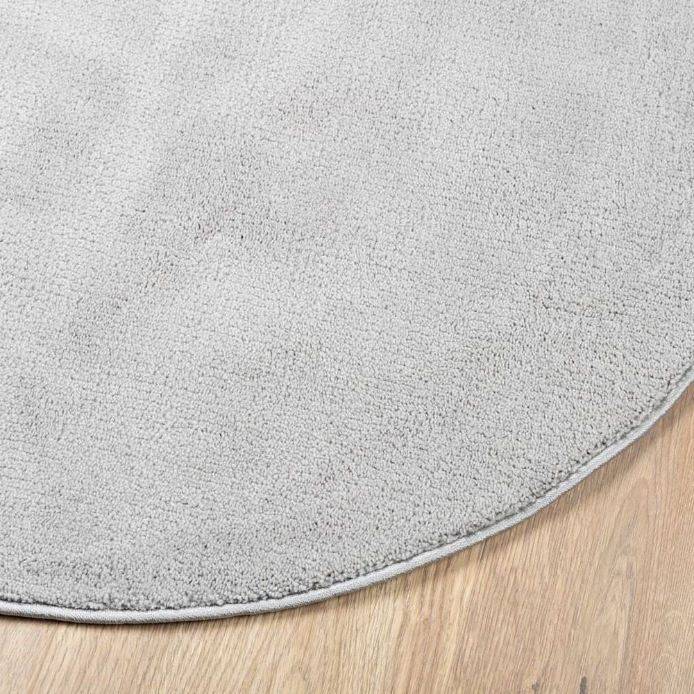 vidaXL Rug OVIEDO Short Pile Grey Ø 100 cm - SILVIONIX