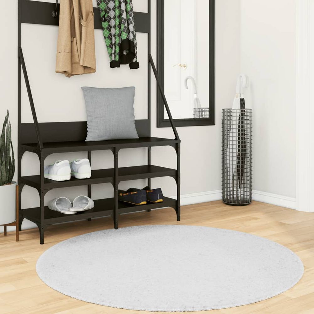 vidaXL Rug OVIEDO Short Pile Grey Ø 120 cm - SILVIONIX