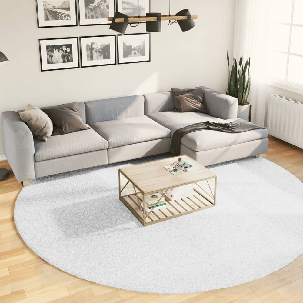 vidaXL Rug OVIEDO Short Pile Grey Ø 280 cm - SILVIONIX