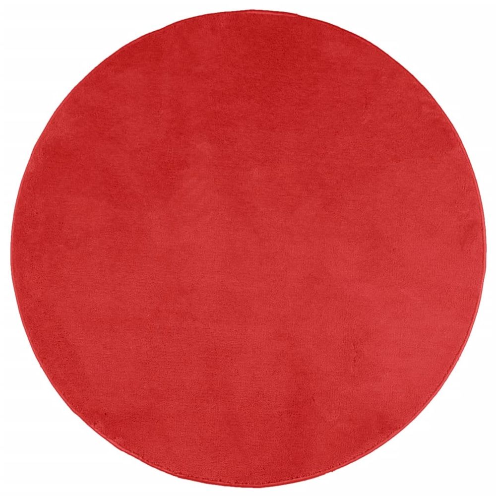 vidaXL Rug OVIEDO Short Pile Red Ø 100 cm - SILVIONIX