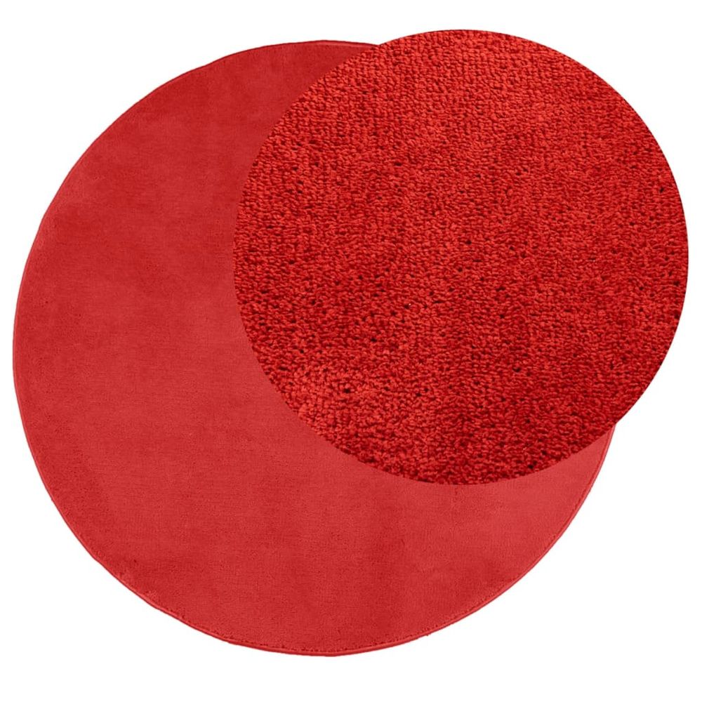 vidaXL Rug OVIEDO Short Pile Red Ø 100 cm - SILVIONIX