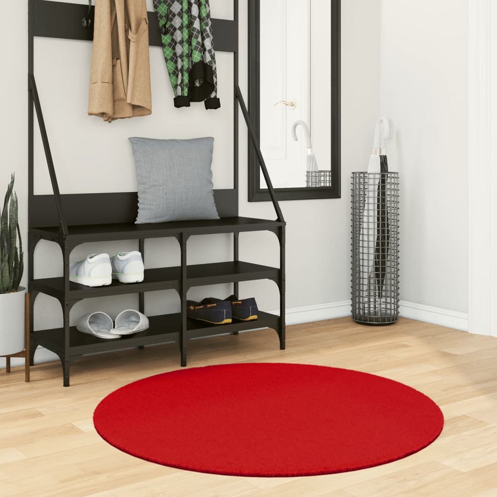 vidaXL Rug OVIEDO Short Pile Red Ø 100 cm - SILVIONIX