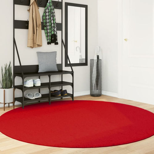 vidaXL Rug OVIEDO Short Pile Red Ø 200 cm - SILVIONIX