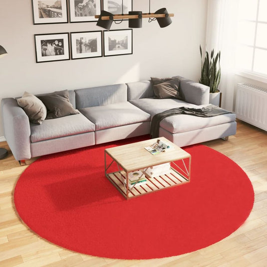 vidaXL Rug OVIEDO Short Pile Red Ø 240 cm - SILVIONIX