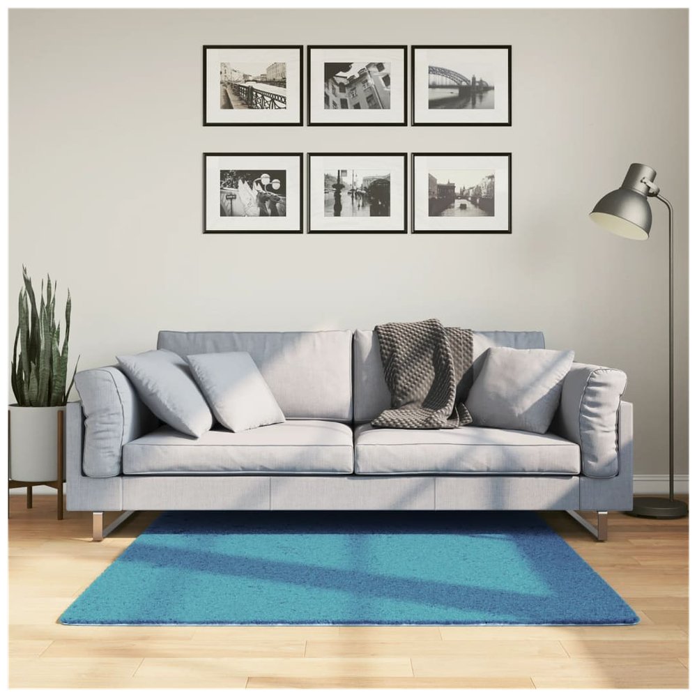 vidaXL Rug OVIEDO Short Pile Turquoise 120x120 cm - SILVIONIX