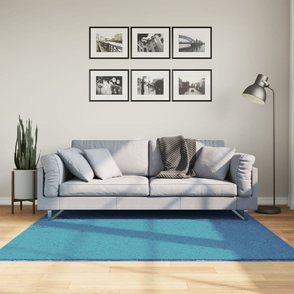 vidaXL Rug OVIEDO Short Pile Turquoise 160x160 cm - SILVIONIX