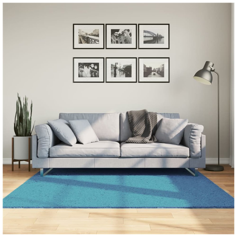 vidaXL Rug OVIEDO Short Pile Turquoise 160x160 cm - SILVIONIX