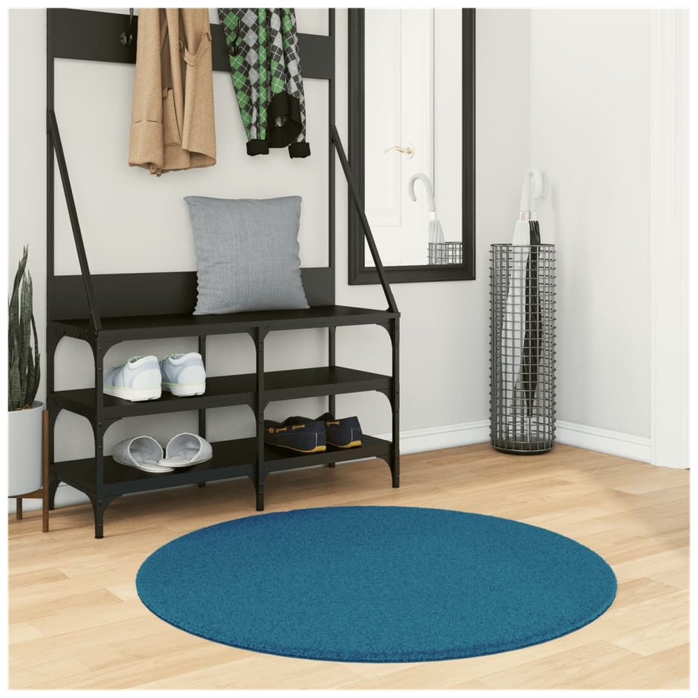 vidaXL Rug OVIEDO Short Pile Turquoise Ø 100 cm - SILVIONIX