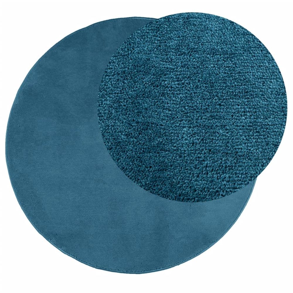 vidaXL Rug OVIEDO Short Pile Turquoise Ø 120 cm - SILVIONIX