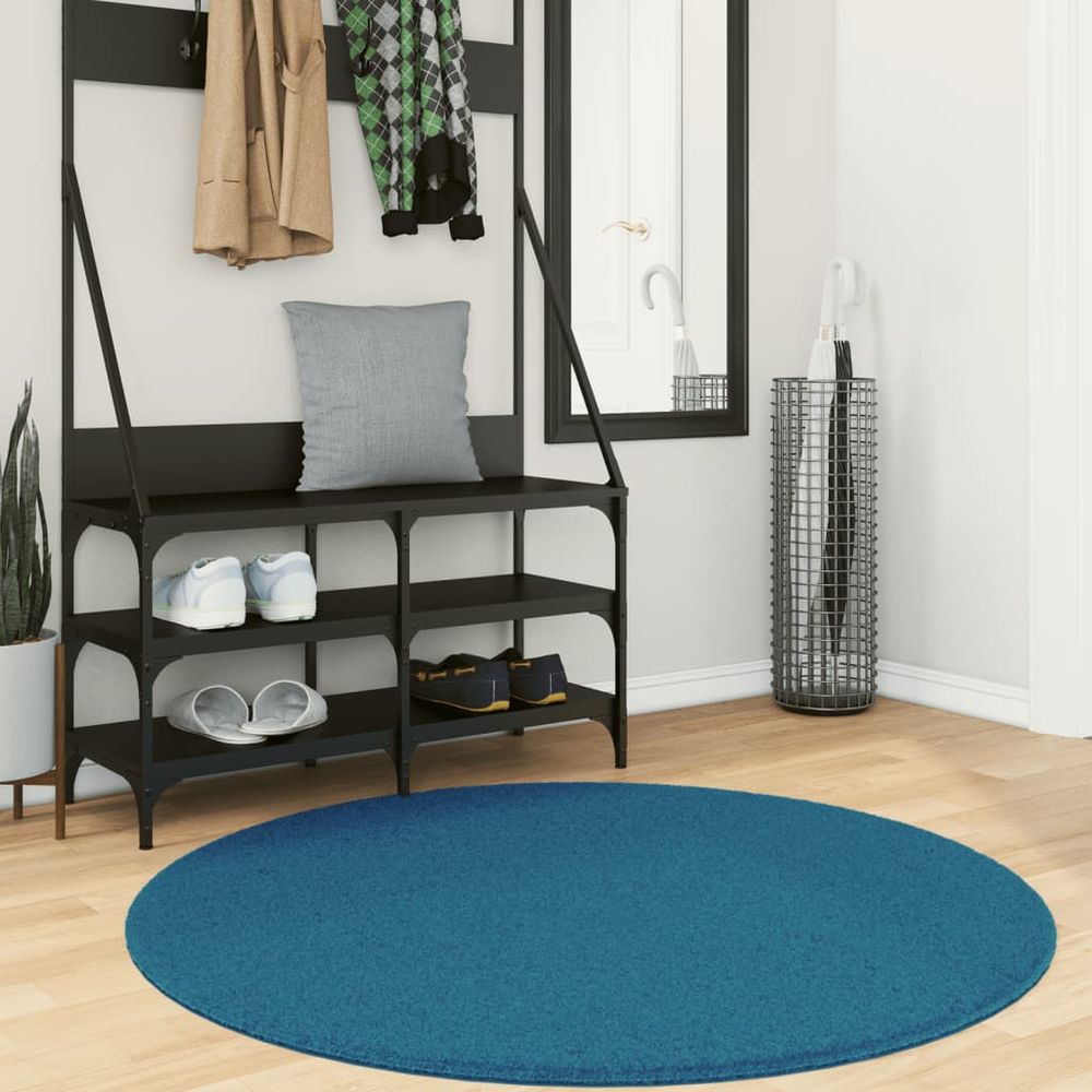 vidaXL Rug OVIEDO Short Pile Turquoise Ø 120 cm - SILVIONIX