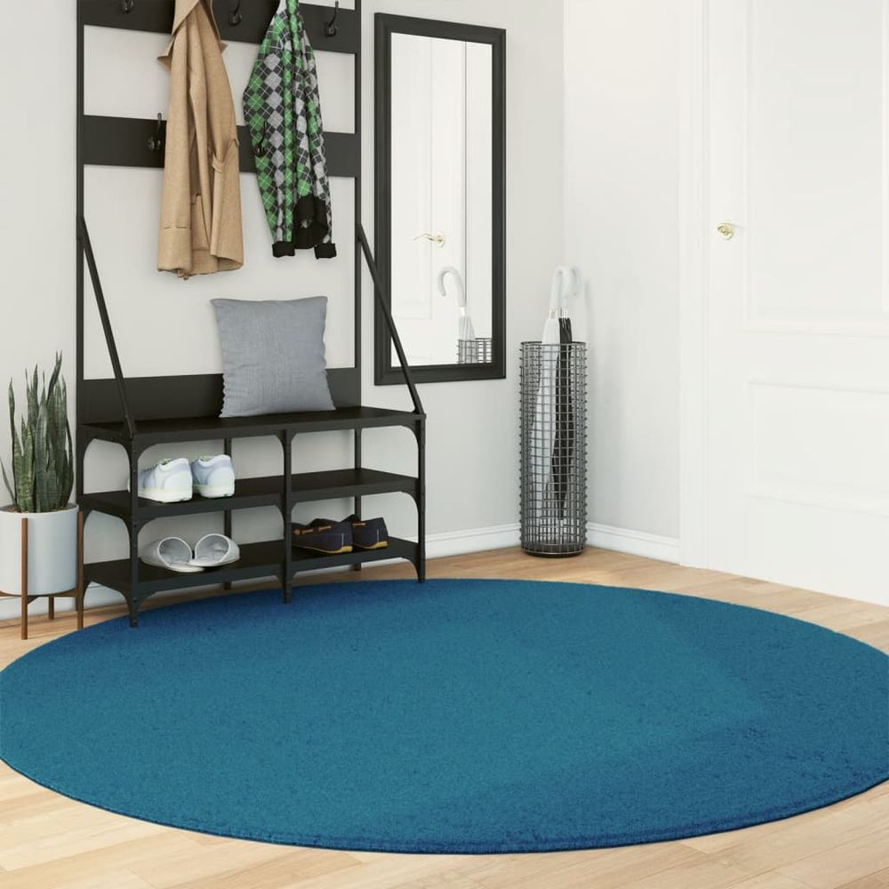 vidaXL Rug OVIEDO Short Pile Turquoise Ø 200 cm - SILVIONIX