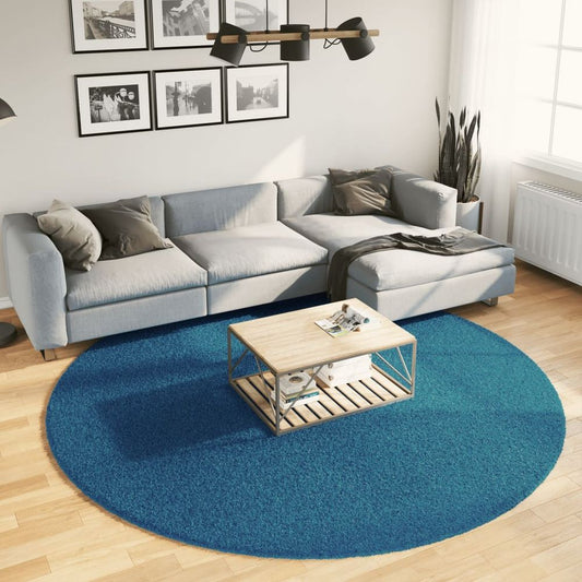 vidaXL Rug OVIEDO Short Pile Turquoise Ø 240 cm - SILVIONIX