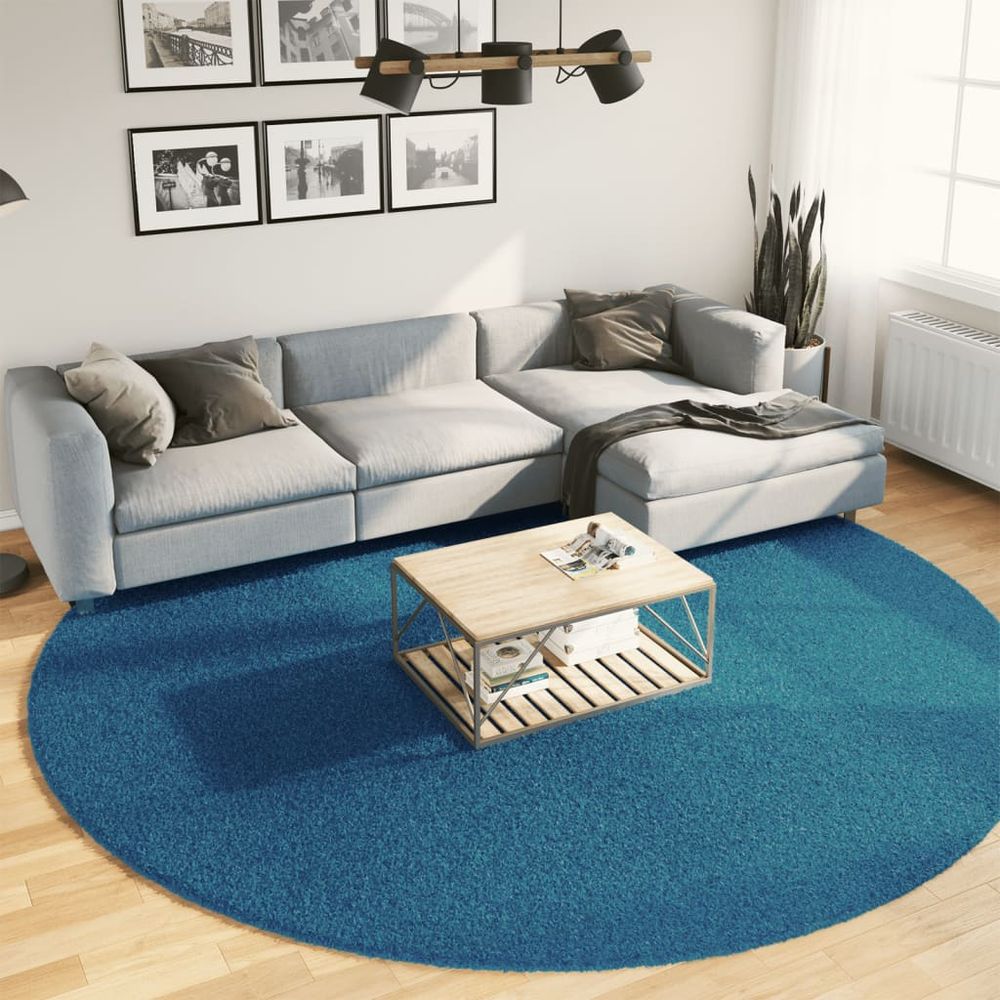 vidaXL Rug OVIEDO Short Pile Turquoise Ø 280 cm - SILVIONIX