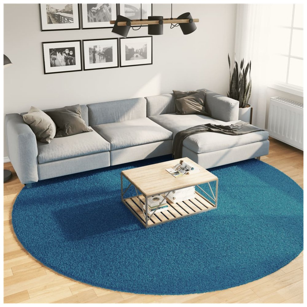 vidaXL Rug OVIEDO Short Pile Turquoise Ø 280 cm - SILVIONIX