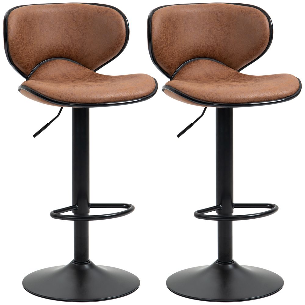 Vintage Bar Stool Set of 2 Microfiber Cloth Adjustable Height Armless Chairs - SILVIONIX