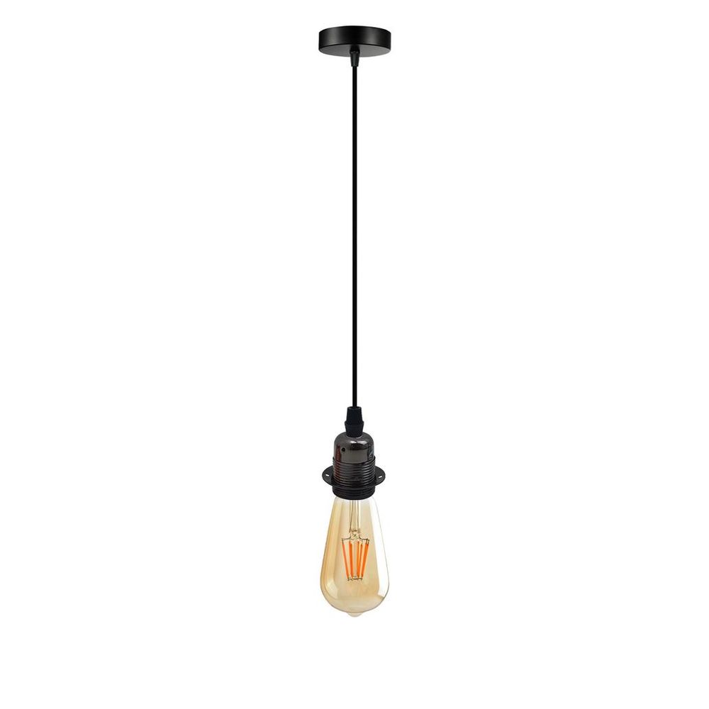 Vintage Industrial Black Pendant Light Fitting, lampshade Holder Fitting Set with 2m Cable. - SILVIONIX