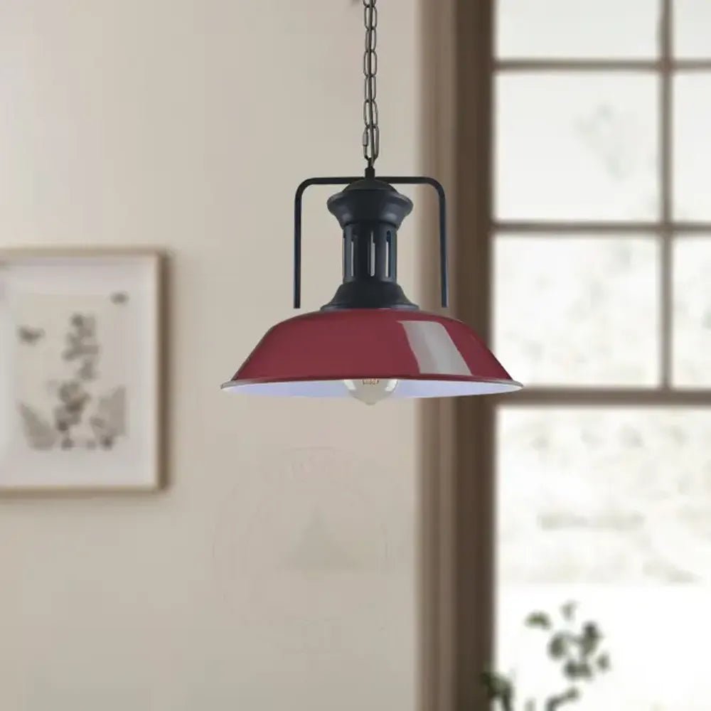 Vintage Industrial Burgundy Ceiling Pendant Light Shade Hanging Lamp Light - SILVIONIX