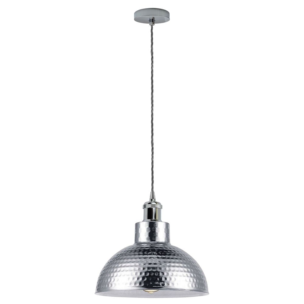 Vintage Industrial Chrome Ceiling Pendant Light Metal Shade Hanging Lamp - SILVIONIX