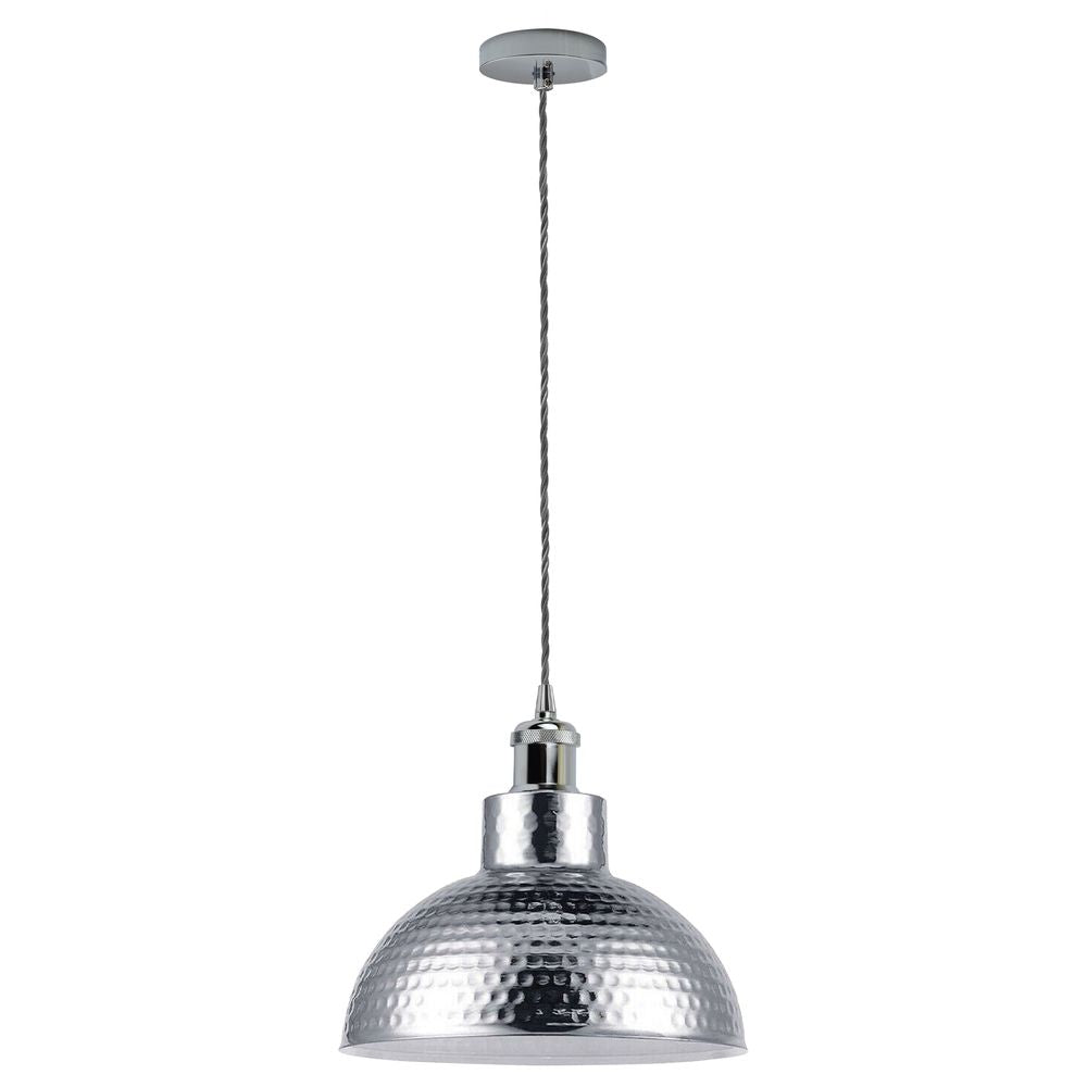 Vintage Industrial Chrome Ceiling Pendant Light Metal Shade Hanging Lamp - SILVIONIX