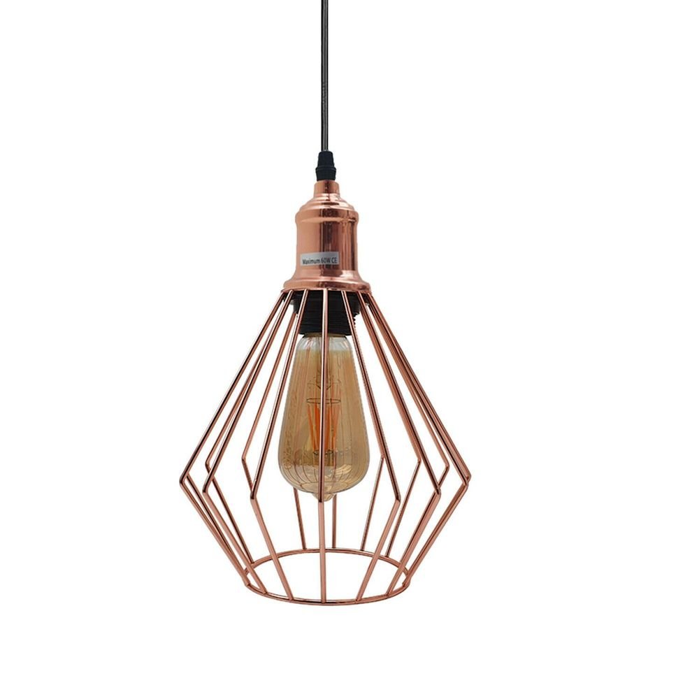 Vintage Industrial Metal Diamond Cage Ceiling Pendant Light Modern Hanging Lamps - SILVIONIX