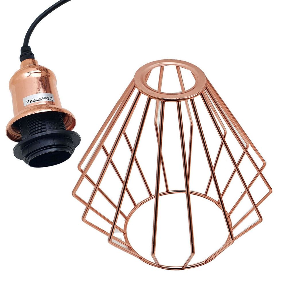 Vintage Industrial Metal Diamond Cage Ceiling Pendant Light Modern Hanging Lamps - SILVIONIX