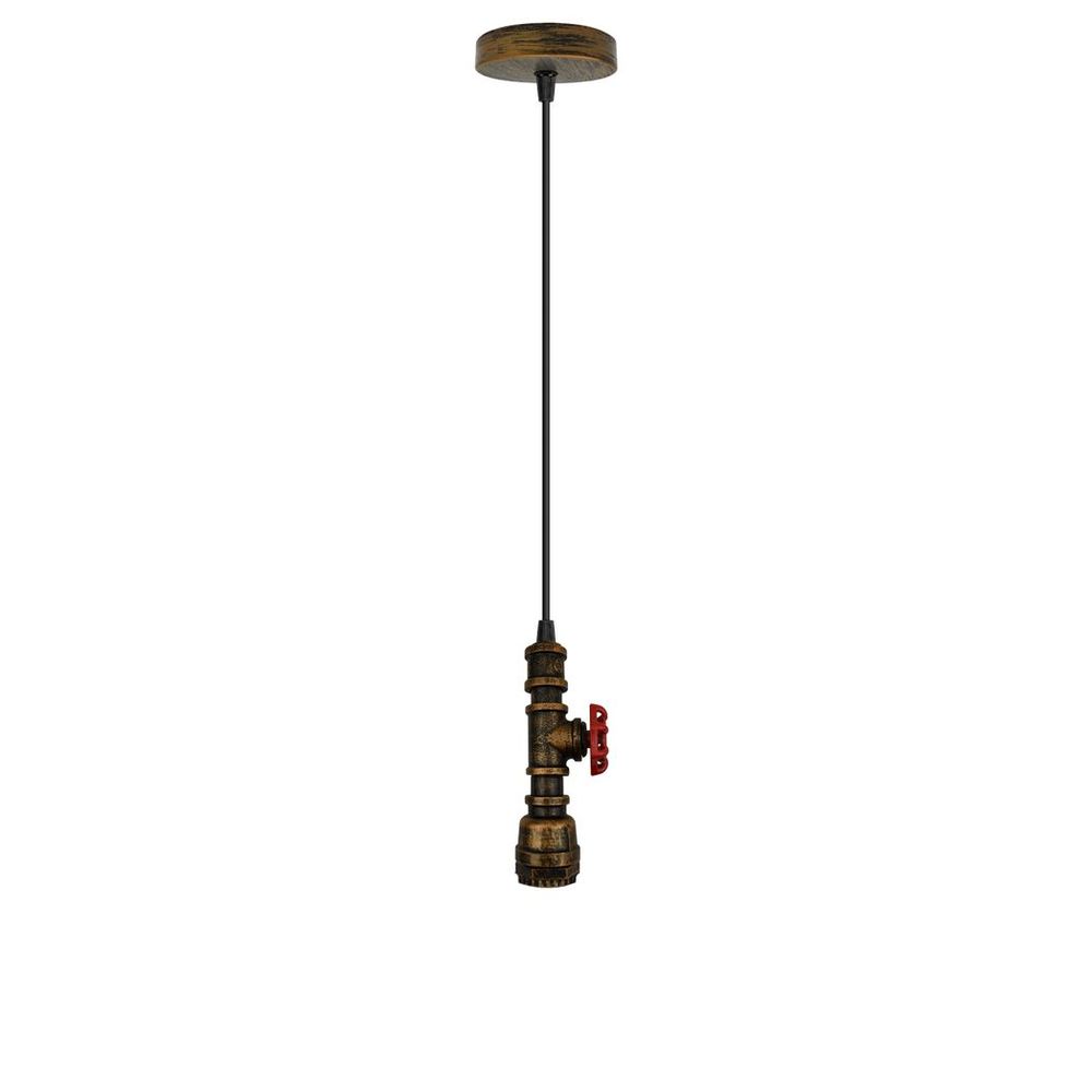 Vintage industrial metal pendant pipe light E27 fitting 95cm adjustable cable - SILVIONIX