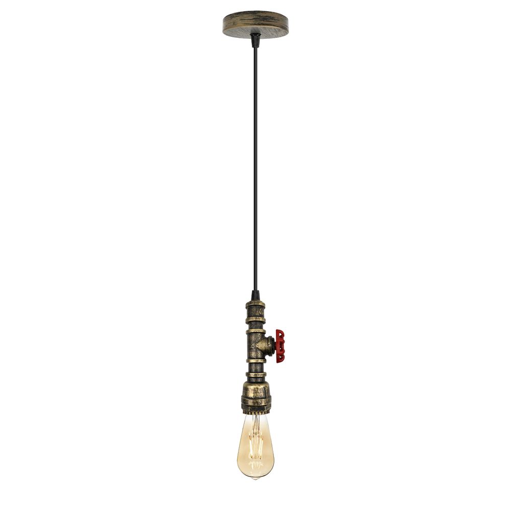 Vintage industrial metal pendant pipe light E27 fitting 95cm adjustable cable - SILVIONIX