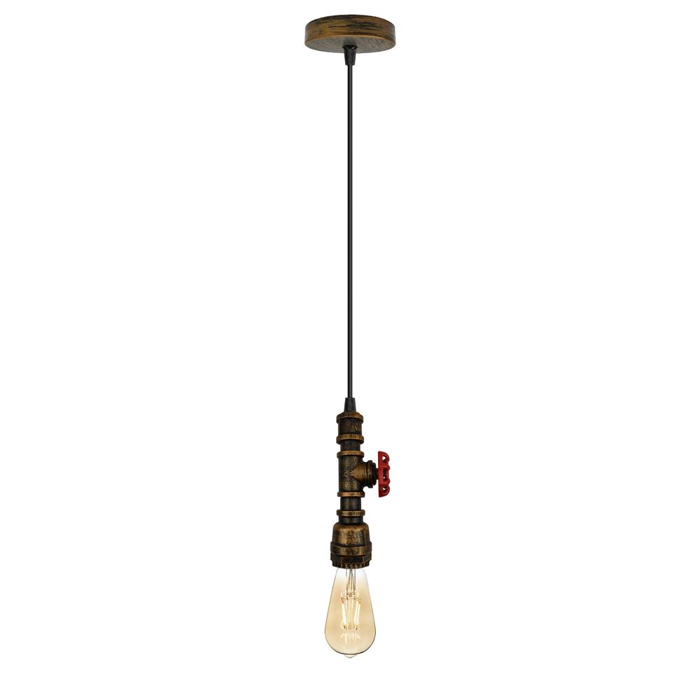 Vintage industrial metal pendant pipe light E27 fitting 95cm adjustable cable - SILVIONIX