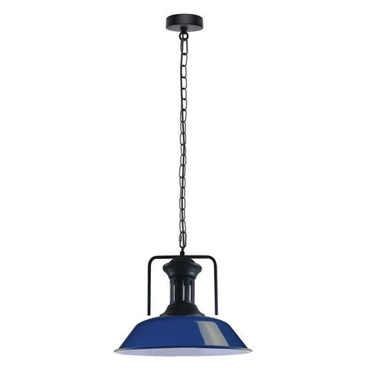 Vintage Industrial Navy Blue Ceiling Pendant Light Shade Hanging Lamp Light - SILVIONIX