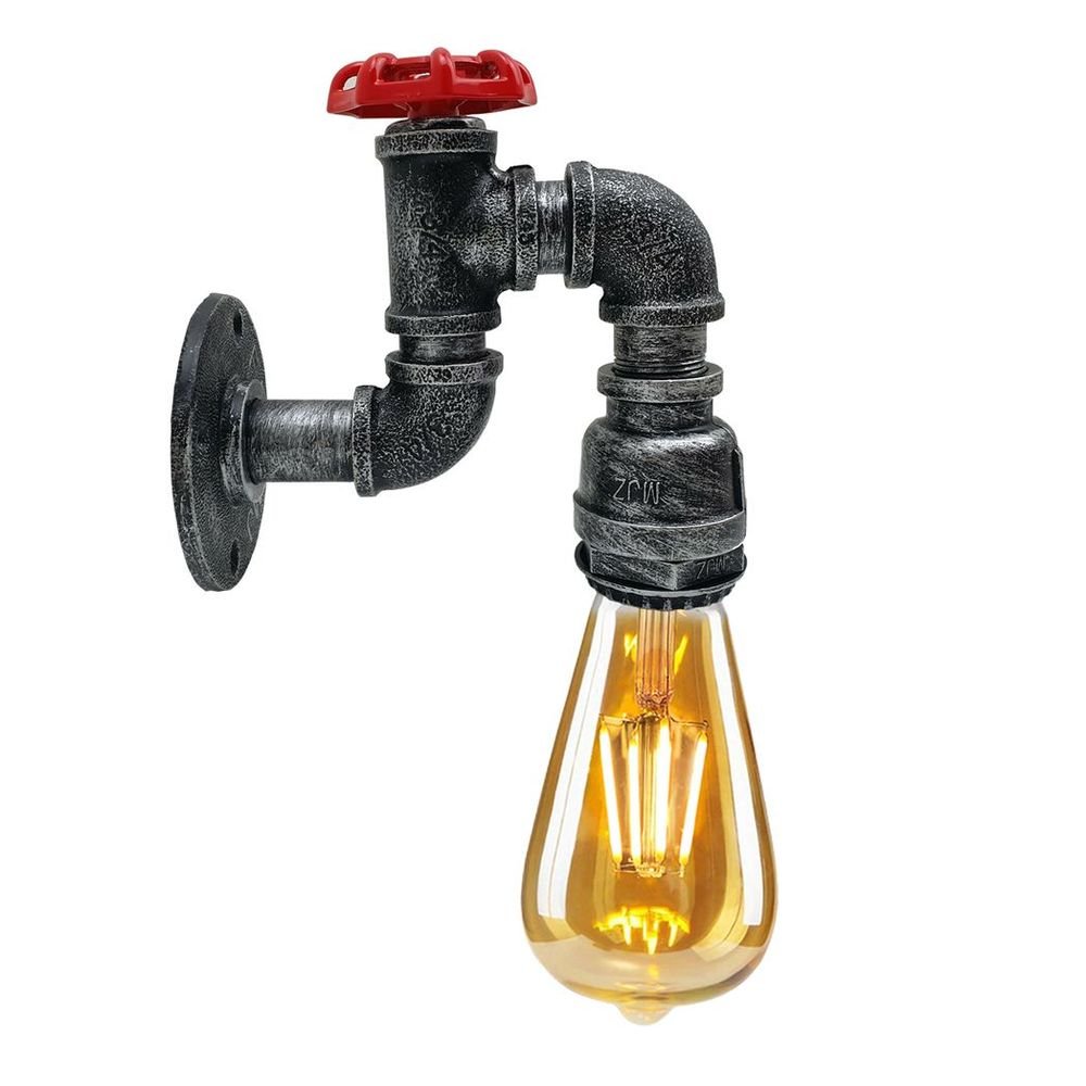 Vintage Industrial Retro Pipe Lamp WallLight E27 60W Dimmable Non Dimmable Bulb - SILVIONIX