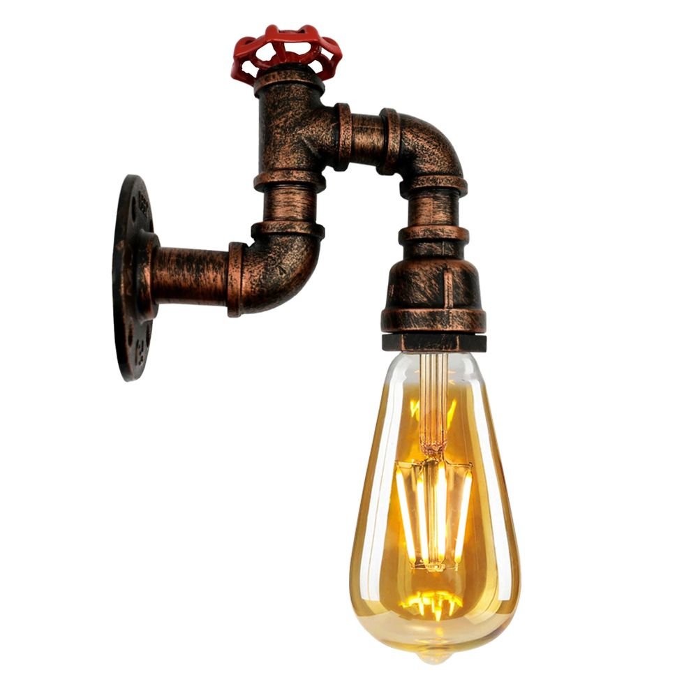 Vintage Industrial Retro Pipe Lamp WallLight E27 60W Dimmable Non Dimmable Bulb - SILVIONIX