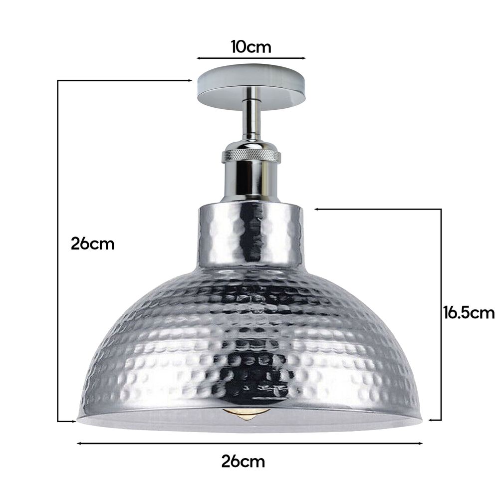 Vintage Industrial Style Flush Mount Metal Chrome Ceiling Light - SILVIONIX