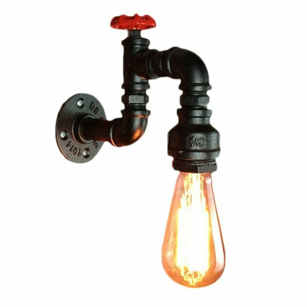 Vintage Industrial Water Pipe Lamp Retro Light Steampunk Wall Sconce - SILVIONIX