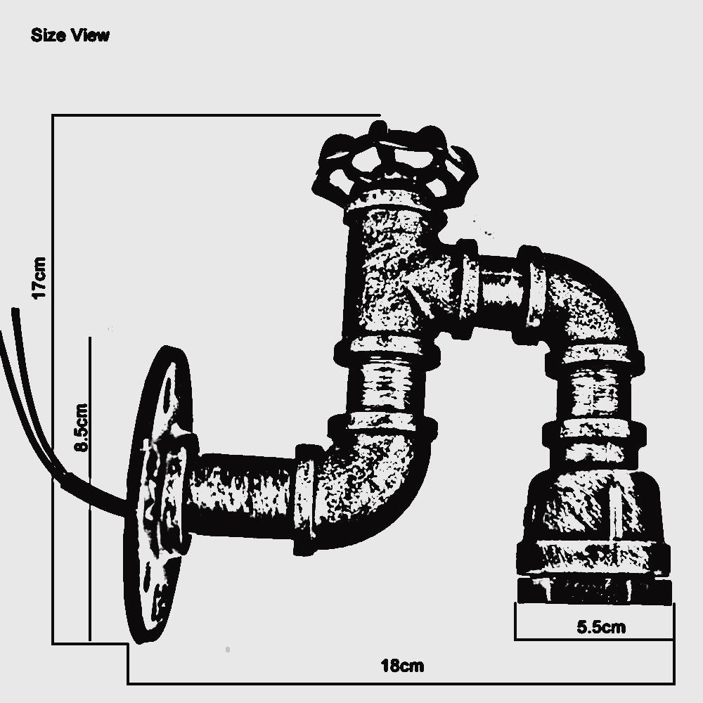 Vintage Industrial Water Pipe Lamp Retro Light Steampunk Wall Sconce - SILVIONIX