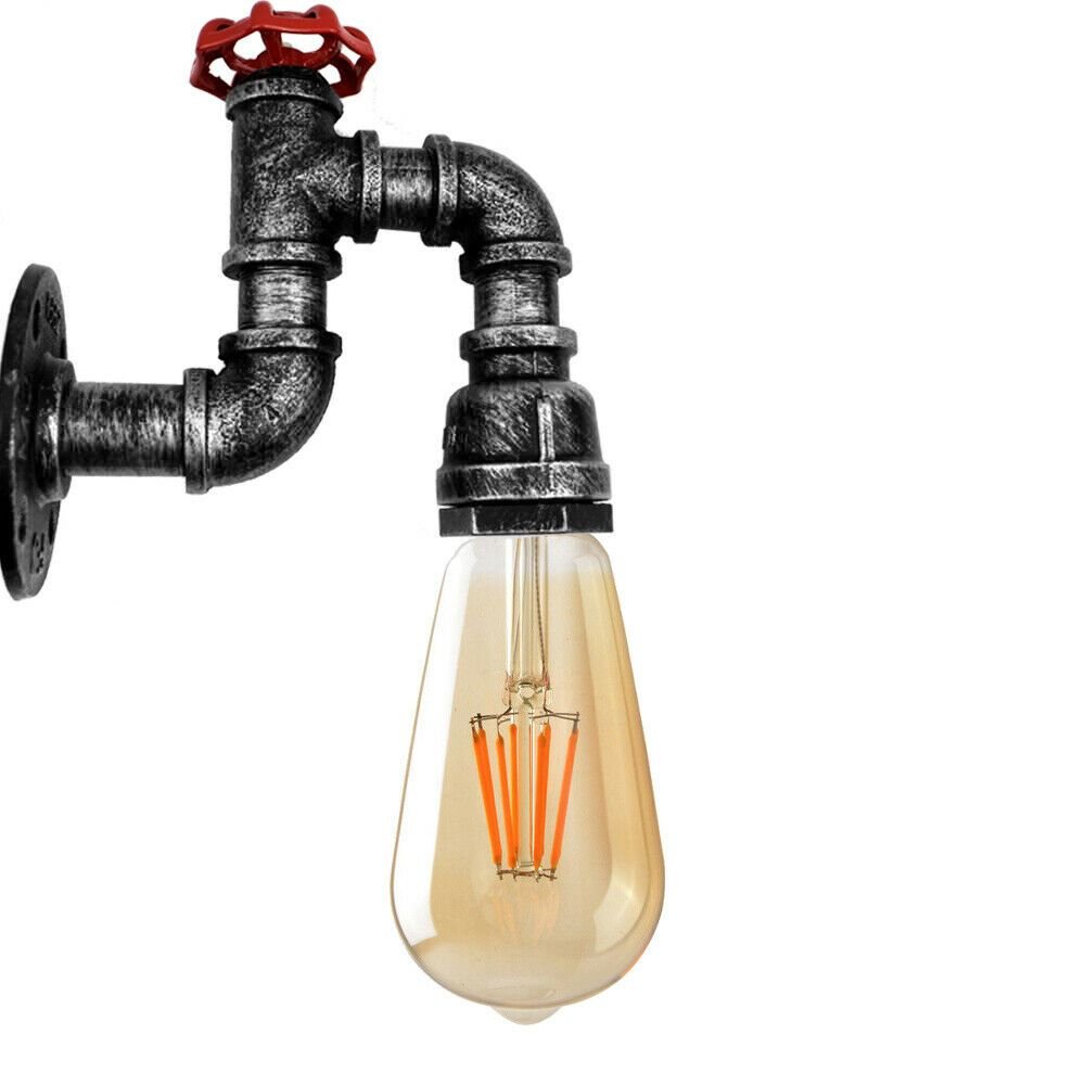 Vintage Industrial Water Pipe Lamp Retro Light Steampunk Wall Sconce - SILVIONIX