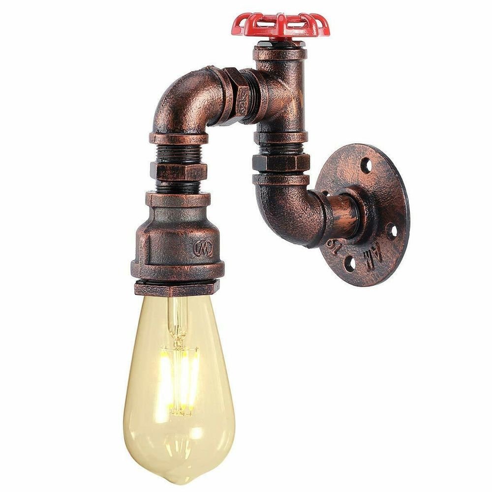 Vintage Industrial Water Pipe Lamp Retro Light Steampunk Wall Sconce - SILVIONIX