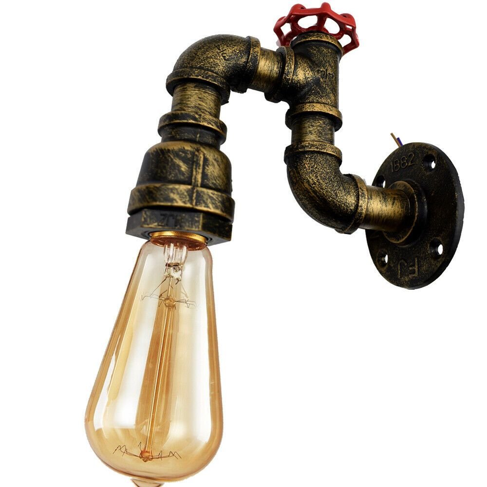 Vintage Industrial Water Pipe Lamp Retro Light Steampunk Wall Sconce - SILVIONIX